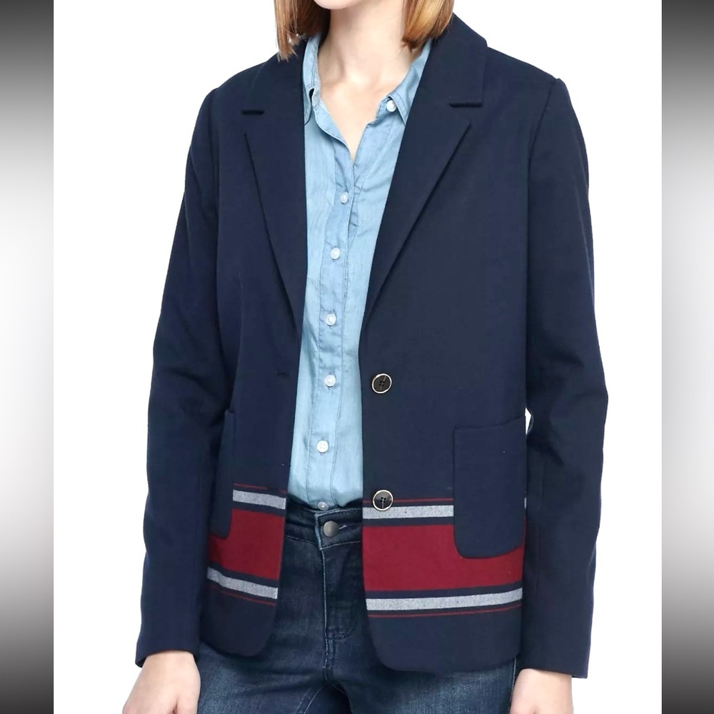 Crown & Ivy Double Button Stripe Blazer